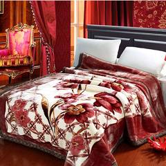 Blankets with thickened blankets, double winter Raschel covers, weddings, blankets, red carpet, double bed blanket 200*230cm (7 Jin)