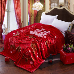 Blankets with thickened blankets, double winter Raschel covers, weddings, blankets, red carpet, double bed blanket 200*230cm (7 Jin)