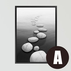 Porch vertical decorative painting corridor hanging drawing living room Nordic black-and-white stone landscape painting modern simple background painting 50*60 (cm) simple white frame A model FL16105 & Lt; The pebbles & amp; Gt; A single price