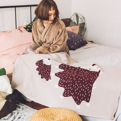 北欧秋季毛毯办公室沙发空调毯休闲小毯子儿童午睡毯婴儿针织盖毯 120cmx90cm 刺猬
