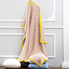 Nordic cotton knitted blanket, minimalist geometry sofa blanket, spring jacquard thickening nap blanket, decorative blanket 120*160cm Andaya leisure blanket (skin powder)