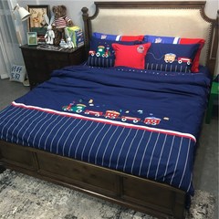 Children's trains, four sets of cotton boys, dark sheets, cards, ventilation, bedding sets for students' dormitories 1.5m (5 feet) bed