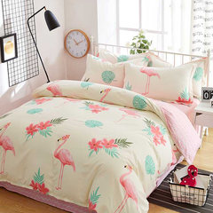 All cotton four piece bedspreads, bedspreads, 4 sets, 1.8 meters, pure cotton quilts, Korean bedding, bedsheets, flamingos 1.5m (5 feet) beds.