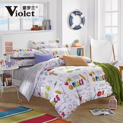Violet home textiles brief cotton four piece bedding, cotton quilt quilt, 4 sets, 1.5m1.8 meter child painting 1.5m (5 ft) bed.