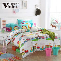 Violet home textiles brief cotton four piece bedding, cotton bedding quilt 4 sets, 1.5m1.8 meter mini train 1.5m (5 ft) bed.