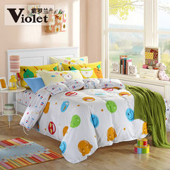 Violet home textiles brief cotton four piece bedding, COTTON BEDSPREAD quilt 4 sets 1.5m1.8 cute smile 1.5m (5 ft) bed