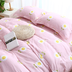 Cotton four piece of gauze cotton yarn sheet double quilt quilt cover multi size single bed single Pillowcase Foundation sun flower (one week ahead of schedule) Fitted 180X200X30