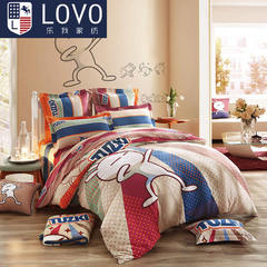 Lovo textile bedding sanding kit children's cartoon four sets of genuine thick autumn winter cotton quilt 1.5m (5 feet) bed