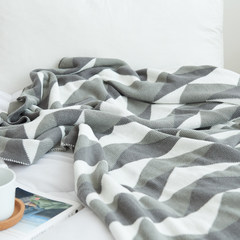 Nordic cotton knitted blanket, minimalist geometry sofa blanket, spring jacquard thickening nap blanket, decorative blanket 120X160cm Wavy carpet (bright yellow)