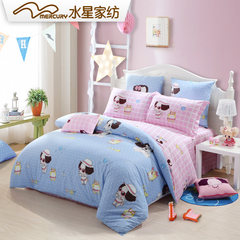 Mercury home textiles pure cotton children's bed product suite genuine cotton single person cartoon quilt cover 1.2 meters bed sheet four sets 1.2m (4 feet) bed