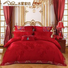 Mercury home textiles, wedding jacquard, four sets, charm fashion, red embroidery quilt, bed sheet, wedding bed products 1.5m (5 feet) bed