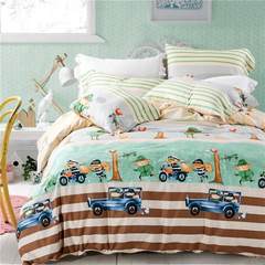 Simple cotton four piece cotton bedding 4 Piece Kit 1.5 m 1.8 m children bed sheet quilt double car 1.5m (5 feet) bed