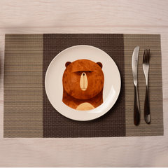创意欧式西餐餐垫 PVC隔热垫日式餐桌垫盘垫碗垫 长方形防烫餐垫 三段条纹咖啡色