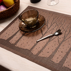 Creative european-style western dining mat PVC heat insulation pad Japanese table mat tray table mat bowl pad rectangular anti-ironing cushion tree pattern coffee color