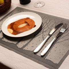 Creative european-style western dining mat PVC heat insulation pad Japanese table mat tray table mat bowl pad rectangular anti-ironing food mat tree grain gray