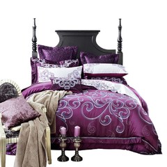 Wedding purple bed four pieces of six sets, eight pieces of luxury ten sets of European bedding, jacquard sets of pieces Bed linen True love story 1.8m (6 feet) bed