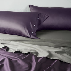European Pure Color Egyptian long staple cotton satin four piece spring summer cotton bedspread, bedding wedding bedding 1.8m purple grey 1.2m (4 ft) bed