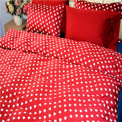 60 red hearts cotton satin wedding bed four pieces Red peach four piece 1.8m (6 feet) bed