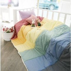 South Korea import purchasing rainbow seven color Plaid Cotton sewing three dimensional texture children four sets of bed product suite Rainbow color 1.2m (4 feet) bed