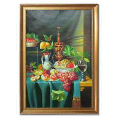 Pure hand painted oil painting, fruit still life canvas, study oil painting restaurant, oil painting box, electric meter box decoration, hanging painting customization Frame 80x120 B a simple European golden frame Oil film laminating + low reflective orga