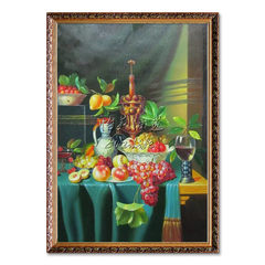 Pure hand painted oil painting, fruit still life canvas, study oil painting restaurant, oil painting box, electric meter box decoration, hanging painting customization Frame 80x120 B classical carved frame Oil film laminating + low reflective organic glas
