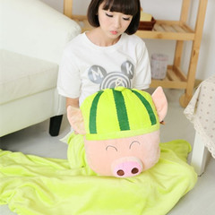 Car coral corduo pillows quilt dual-purpose sofa cushion, office air-conditioned midday blankets pillow pillow pillow single pillow: 40x60cm watermelon pig