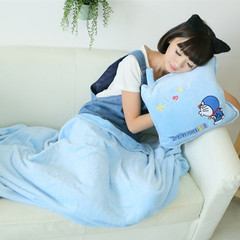 Car coral cordued pillow, quilt dual-purpose sofa cushion, office pillow, pillow, pillow, pillow and pillow: 40x60cm light blue tinkling cat.