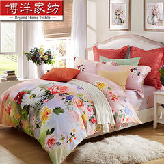 The wind in autumn and winter China textiles thickened cotton peached cotton warm bed sheets Four Piece Kit - Ying flower dream 1.5m (5 feet) bed