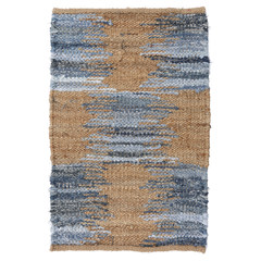 India hand woven rugs imported natural jute bathmats household kitchen door doormat mat 60× 120CM JC-01 (blue)