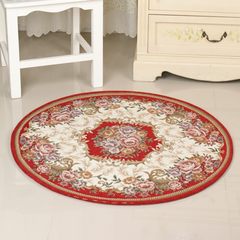 New European round carpet, pastoral style, bedroom mat, carpet, anti slip, American country computer cushion 60X160CM Imperial Garden / wine red.