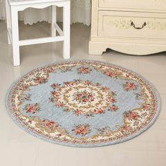New European round carpet, pastoral style, bedroom mat, carpet, antiskid, American country computer cushion 60X160CM Elizabeth / gray blue
