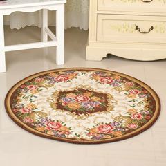 New European round carpet, pastoral style, bedroom mat, carpet, anti slip, American country computer cushion 60X160CM Imperial Garden / coffee color.