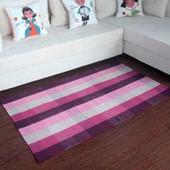Xin life cotton knitted stripe carpet bedside blanket 90*150 fashionable living room tea table carpet carpet carpet custom size contact customer service purple 90*150cm