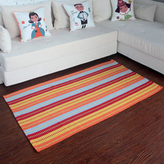 Xin life cotton knitted stripe carpet bedside blanket 90*150 fashionable living room tea table carpet carpet carpet custom size contact customer service seven red 90*150cm