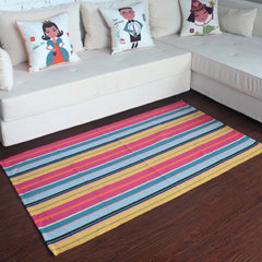 Xin life cotton knitted stripe carpet bedside blanket 90*150 fashionable living room tea table carpet carpet carpet custom size contact customer service pastel bar 90*150cm