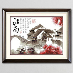 Printing cross stitch, recalling the Jiangnan Water Town, new cross stitch living room, simple modern scenery, living room, restaurant simple [cotton] 59*43 cm precision printing