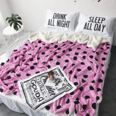 Winter flannel blankets thickened single person double coral carpet warm sheets, nap blankets, blankets, children's 229x230cm powder dots.