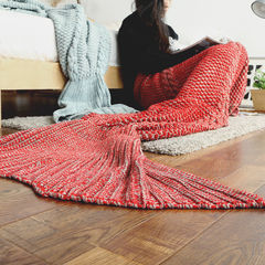 INS Jolin Mermaid tail sofa blanket blanket thickened hand woven wool knitted wool blanket 80cmx190cm (adult) Mermaid red carpet