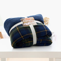 Japanese style winter thickened blankets, single man double checked cloak, knee blanket, flannel coral velvet, double-sided warmth, 150x180cm pink, blue and green blanket, 140*190