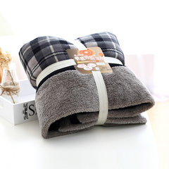 Japanese style winter thickened blankets, single man double checked cloak, knee blanket, flannel coral velvet, double-sided warmth, 150x180cm pink, gray and white blanket 140*190