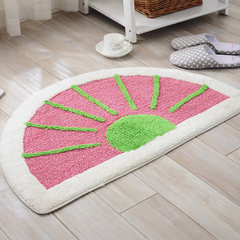 Half round door mat mat bedroom chenille fabric plush mat mat bathroom toilet water 60× 120CM Pink slip pad