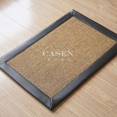 Cezanne custom natural sisal carpet linen art cat scratch pad mat bedroom living room table linen woven mats 0.5m× 0.8m S4 dark brown edging + non slip rubber sole