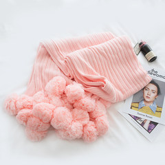Ins net red immortal knitting ball blanket, Nordic pure cotton blanket, four seasons air conditioning blanket, blanket blanket, single blanket 90*90cm INS, knitted multi ball pink.