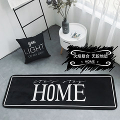 Nordic INS simple black character letter pad, kitchen bedroom, living room, bathroom mat can be machine washable 40× 60CM GL- black base HOME