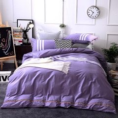 British Academy: pure cotton four piece set, simple cotton bedding, double bed, single 1.8m twill quilt, lotus root 1.5m (5 ft) bed.