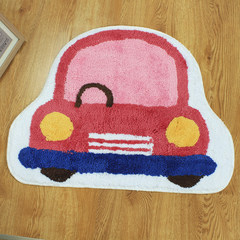 European-style cartoon flower carpet with pink, green and blue door mat, water-absorbing and anti-skid, mobile phone bathroom, bedroom, foot mat, 40× 60CM red car