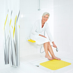 Bathroom antiskid pad, rubber bath mat for pregnant women, shower bath room, shower room, waterproof European style children's high temperature mat Feet Yellow (spot) 54x54cm