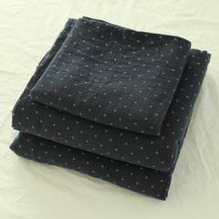 日式良品简约全棉水洗双层纱布四件套纯棉裸睡被套床单床上用品 双层纱深蓝色 1.8m（6英尺）床