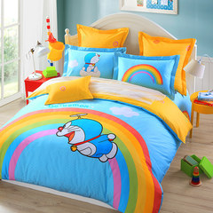 Roley's home textile official flagship store, children cartoon, cotton bed, three or four pieces of bedclothes, pure cotton quilt cover sheets, duo A dream, fly to rainbow 1.8m (6 feet) bed.