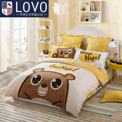 Roley home textiles official flagship store, children cartoon, cotton bed, three or four piece bedclothes, cotton quilt cover, bed sheet, chocolate bear 1.2m (4 feet) bed.